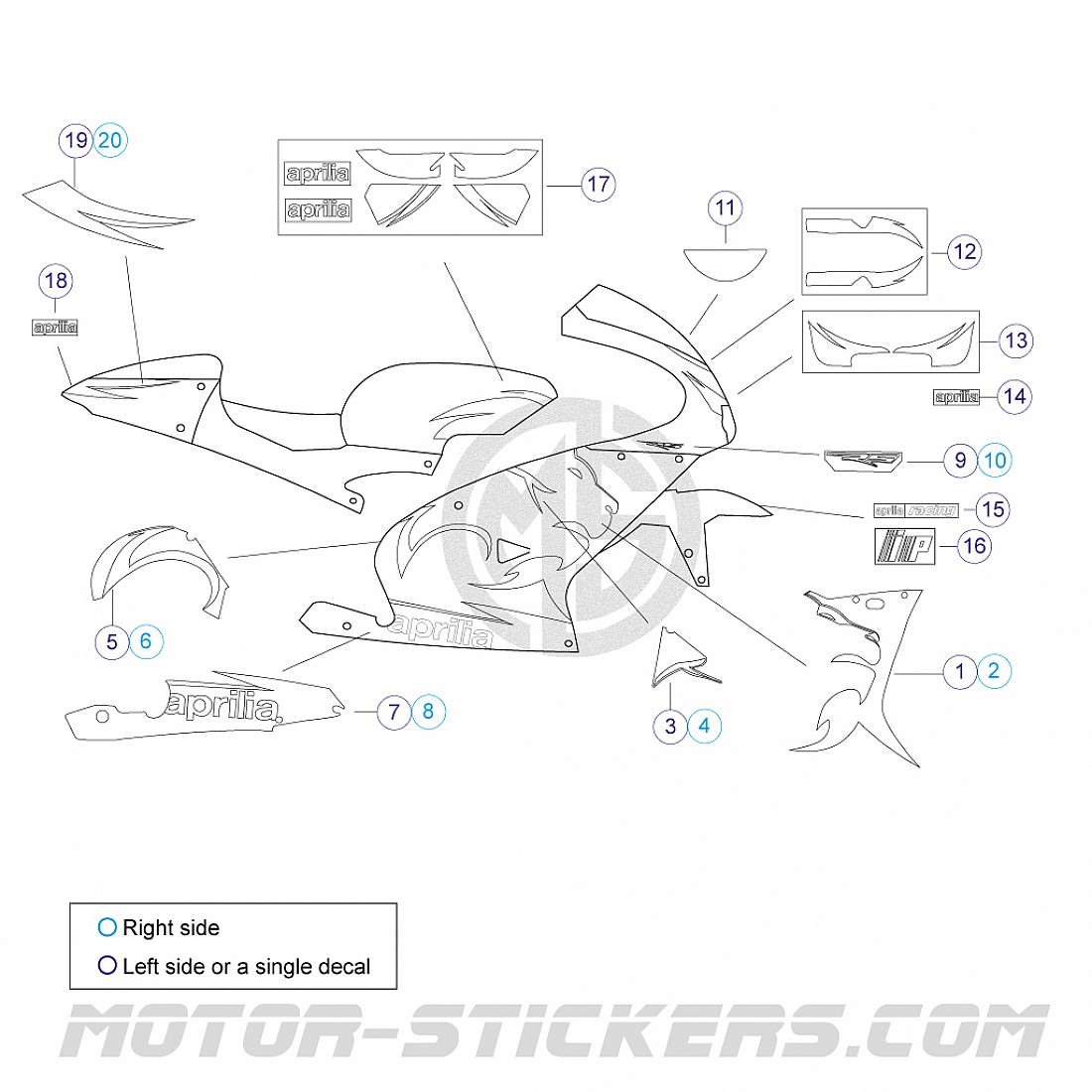 thumbnail image 2 of RS 125 2005 Replica Sticker Kit – Compatible Supports, Made In Italy 2 of 6